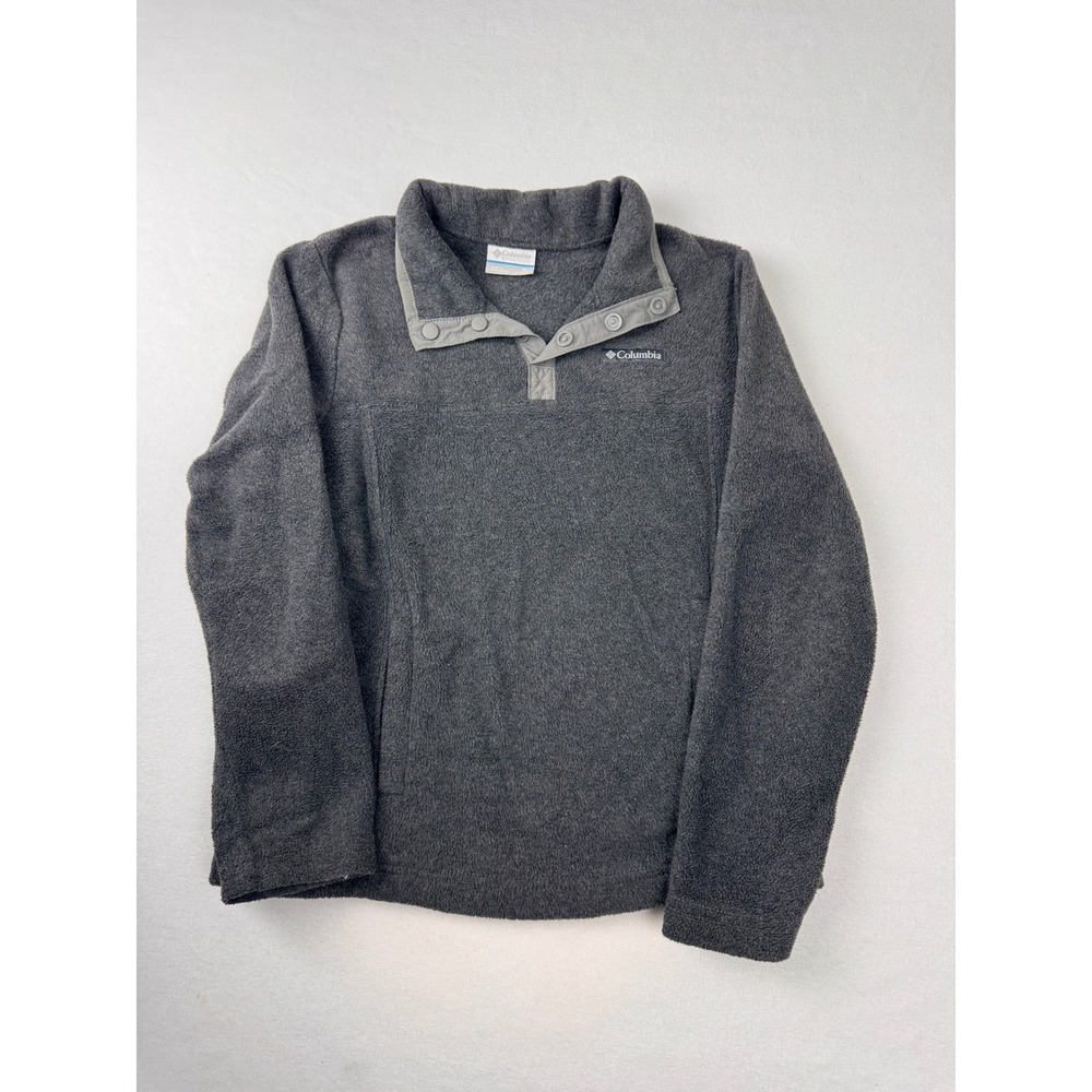 Columbia Boys Gray Fleece Snap Pullover Jacket Size Medium 10-12